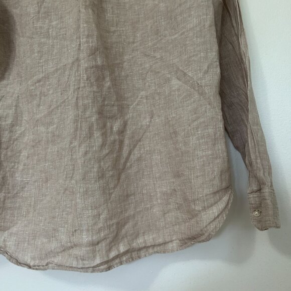 Uniqlo Button Up Long Sleeves 100% Linen Shirt Womens size M Natural Minimalist - Picture 11 of 15